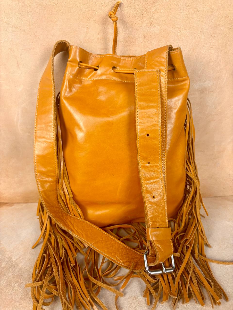 Darya Fringe Leather Bucket Bag
