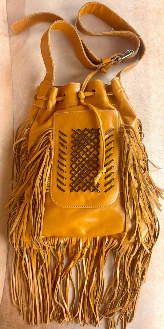 Darya leather bucket bag with strap detail