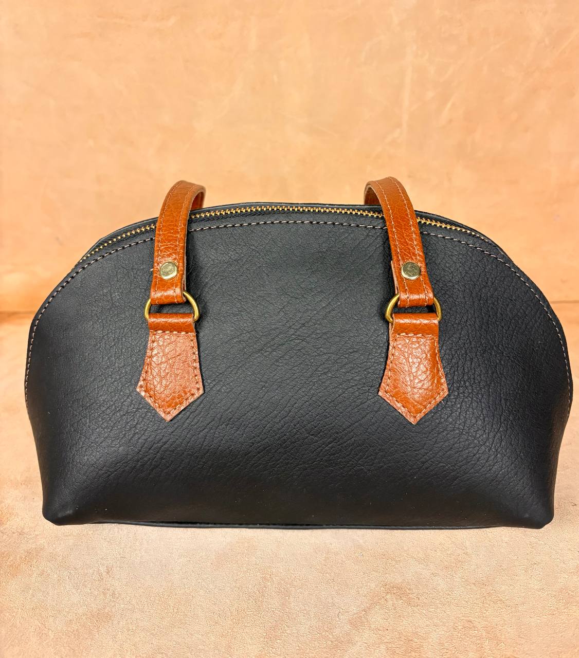 Nomad Arc black leather crossbody bag with strap