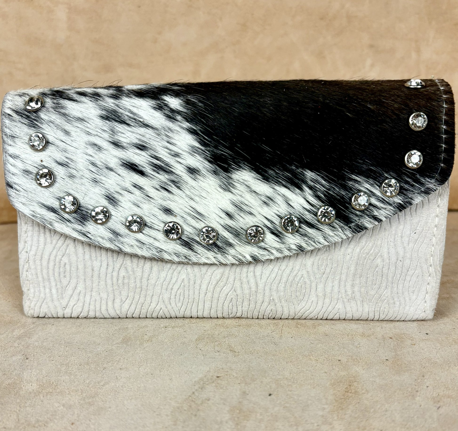 Masih Studio Arman Eclipse Wallet black and white cowhide leather wallet with stud detailing.