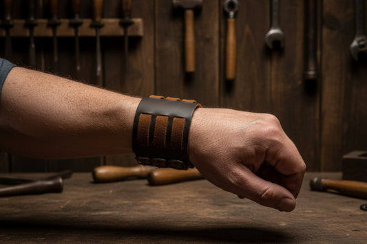 Trident Leather Cuff Bracelet