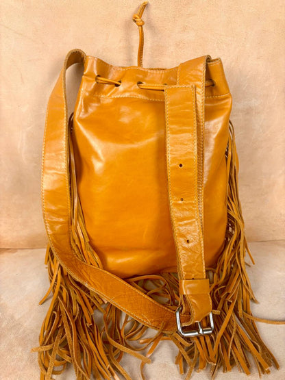 Darya Fringe Leather Bucket Bag