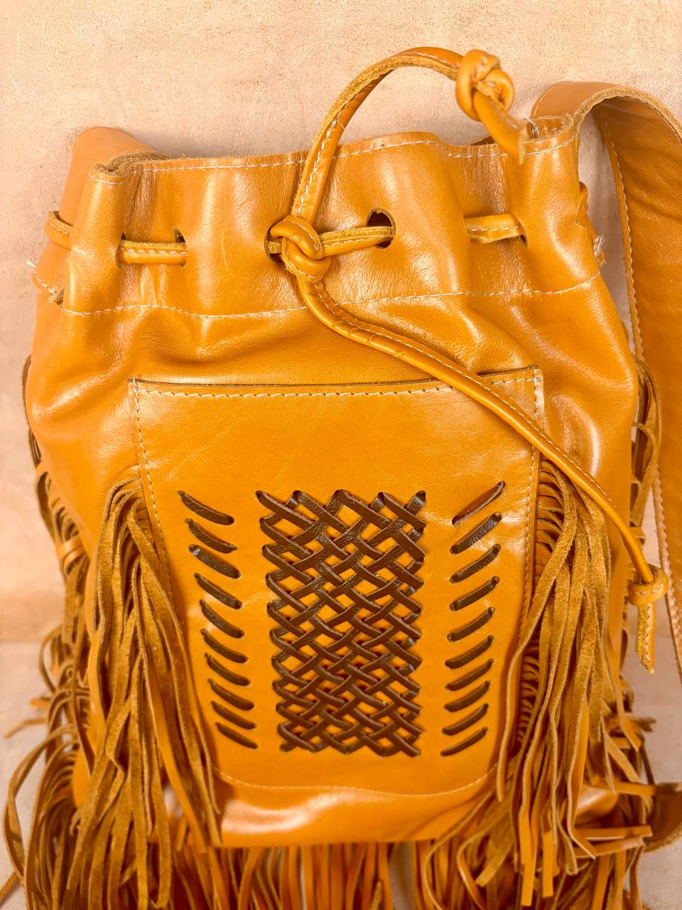 Darya Fringe Leather Bucket Bag