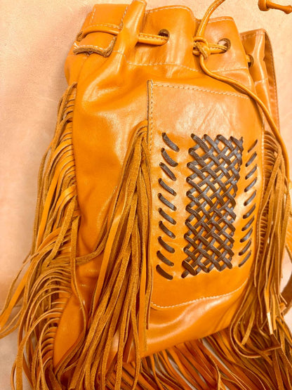 Darya Fringe Leather Bucket Bag