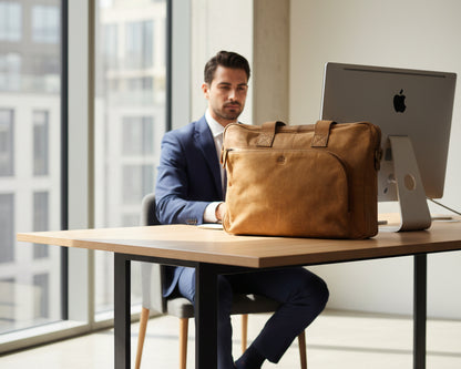 Radin leather work bag front view