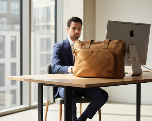 Radin leather work bag front view