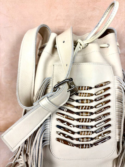 Raha Fringe Leather Bucket Bag