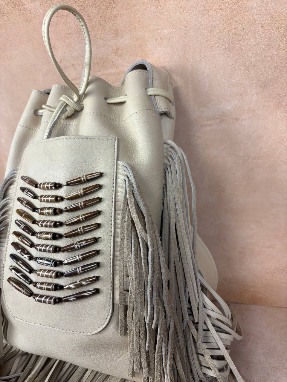 Raha Fringe Leather Bucket Bag