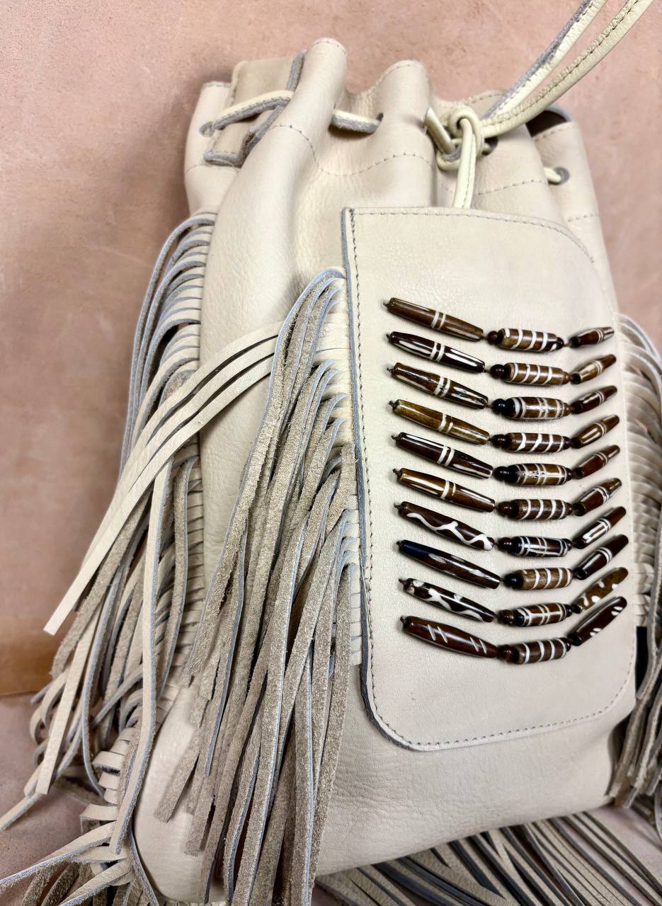 Raha Fringe Leather Bucket Bag