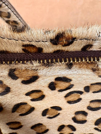 Savara Leopard Hair Leather Handbag