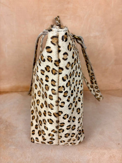 Savara Leopard Hair Leather Handbag